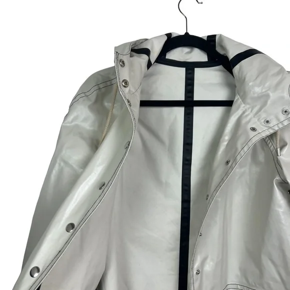 AlexaChung Ivory Hooded Coated Cotton Blend Oversized Rain Trench Coat Jacket